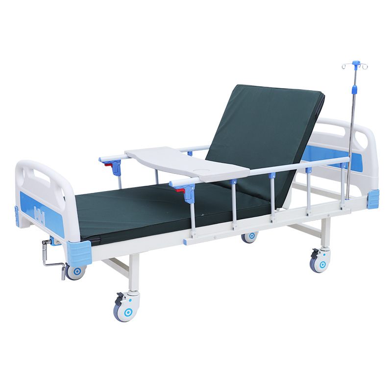 Single Crank ABS Manual Hospital Bed with Infusion stand